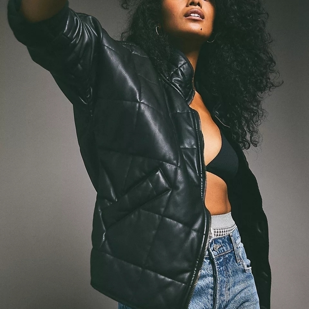 Free People Dolman Quilted Vegan Leather Jacket size XS NWT